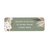 Boho White & Sage Return Adresse Mariage Étiquette (Devant)