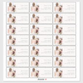 Boho White Wedding Gown Bride Guest Adres Sticker (Vel)