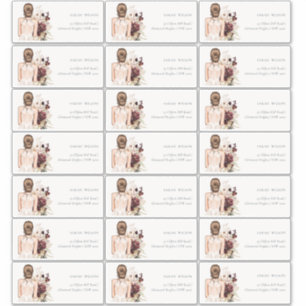 Boho White Wedding Gown Bride Guest Adres Sticker