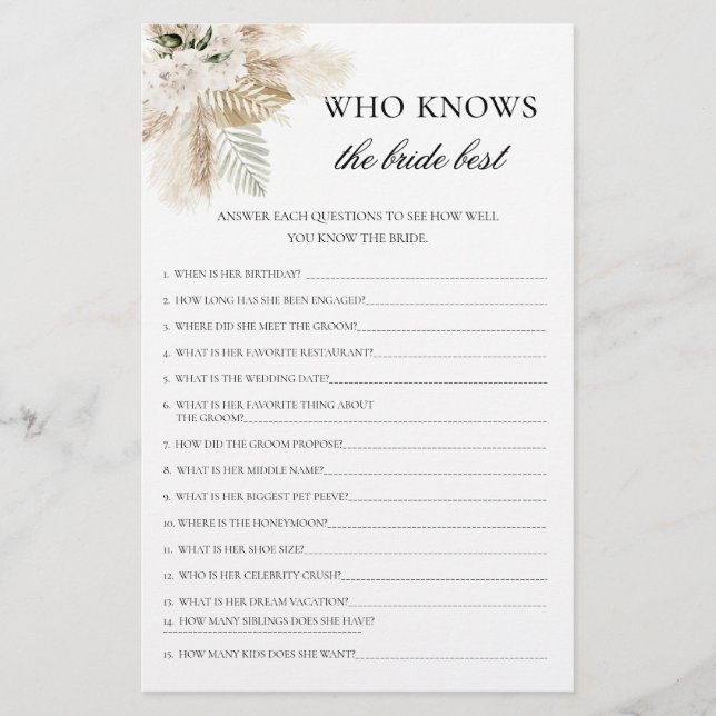 Boho Who Knows The Bride Beste spel (Voorkant)