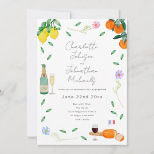Boho Wijn & Kaas Verloving Feestje Kaart