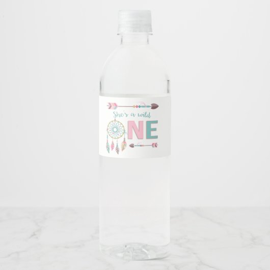 Boho Wild Een Eerste Verjaardag Waterfles Label Etiket (Voorkant)