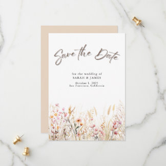 Boho Wild Flowers Enregistrer la carte Date | Mini
