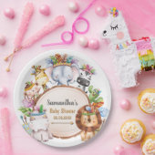 Boho Wild Giraffe Zebra Elephant Baby shower Paper Papieren Bordje (Feest)