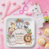 Boho Wild Giraffe Zebra Elephant Baby shower Papieren Bordje (Feest)