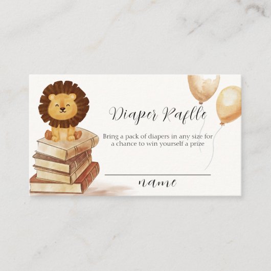 Boho Wild Lion Balloon Diaper Raffle Baby shower Informatiekaartje (Voorkant)