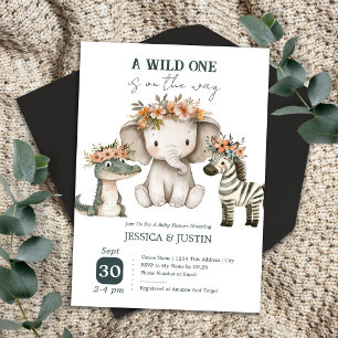Boho Wild One Bloemen Baby Shower Kaart