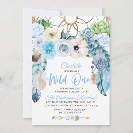 Boho Wild One Drocatcher Birthday Uitnodiging (Voorkant)