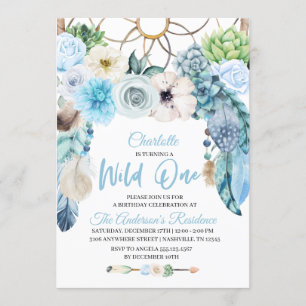 Boho Wild One Drocatcher Birthday Uitnodiging