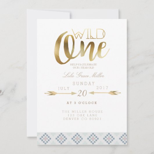 Boho Wild One | Eerste verjaardag Kaart (Voorkant)