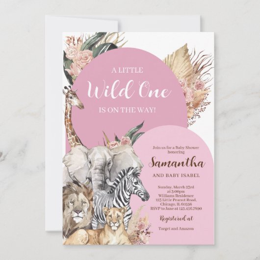 Boho Wild One Girl Baby shower Kaart (Voorkant)