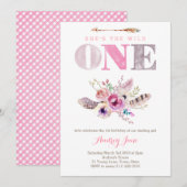 Boho Wild ONE Premier anniversaire Invitations pou (Devant / Derrière)