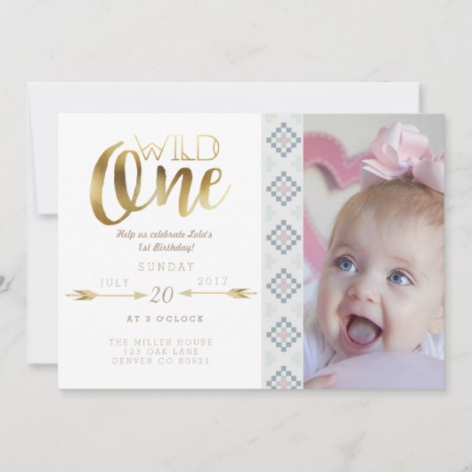 Boho Wild One | Premier Invitation de fête d'anniv (Devant)