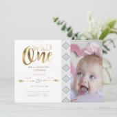Boho Wild One | Premier Invitation de fête d'anniv (Debout devant)