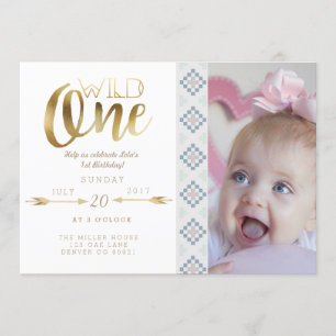 Boho Wild One Premier Invitation de fête d'anniv