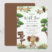 Boho Wild One Safari Elephant Boy Baby Shower  Kaart (Voorkant / Achterkant)
