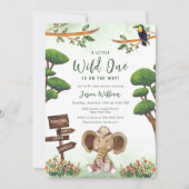 Boho Wild One Safari Elephant Boy Baby Shower  Kaart (Voorkant)