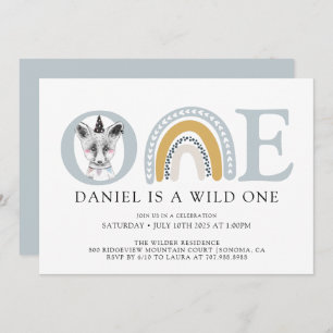 Boho Wild One Waterverf Fox Boy is jarig Kaart