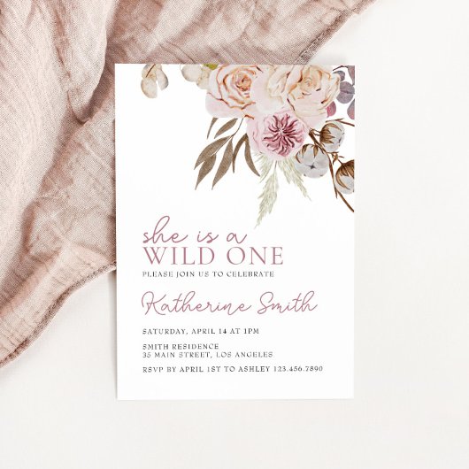 Boho Wild One | Wildbloem | Floral meisjes verjaar Kaart