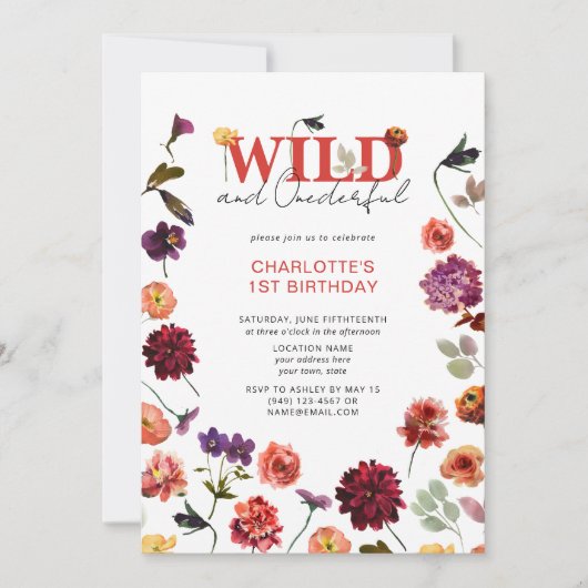 Boho Wild & Onederful Meisje 1e Verjaardag Kaart (Voorkant)