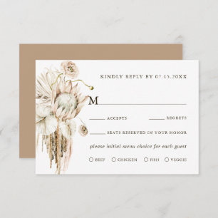 Boho Wild Protea Pampas Grass Floral Wedding RSVP