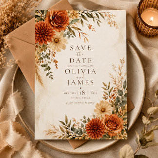 Boho Wild Terracotta Tuin Save the Date Kaart