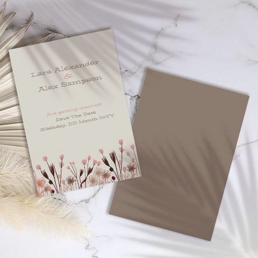 Boho-wildbloem Bewaar de datum-kaart Save The Date