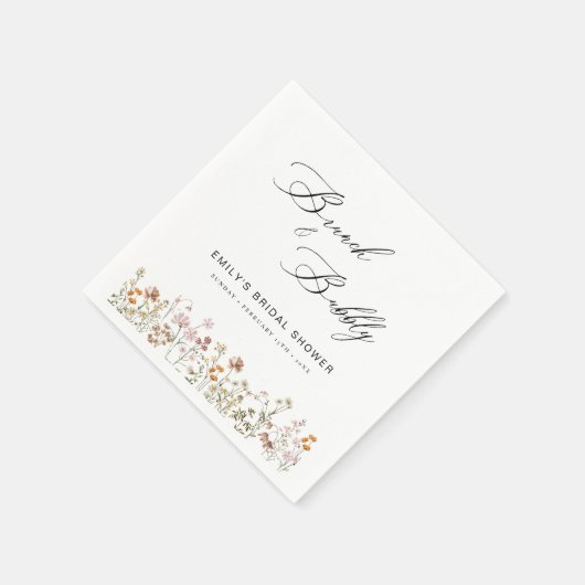 Boho Wildbloem Brunch & Bubbels Bruidsmeisjeshuwel Servet (Hoek)