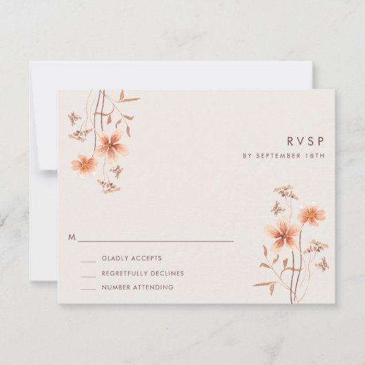 Boho Wildbloem Rustiek Outdoor Bruiloft RSVP (Voorkant)