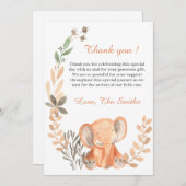 Boho Wildbloemen Baby Olifant Dank u kaart (Voorkant / Achterkant)