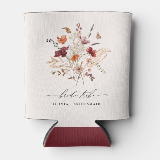 Boho Wildbloemen Bachelorette Bruiloft Bruid Tribe Blikjeskoeler (Voorkant)