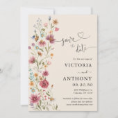 Boho Wildbloemen Bewaar de datumkaarten Kaart (Voorkant)