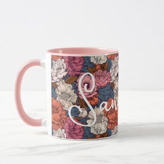 Boho Wildbloemen bloemmonogram Westerne bloemen Mok (Links)