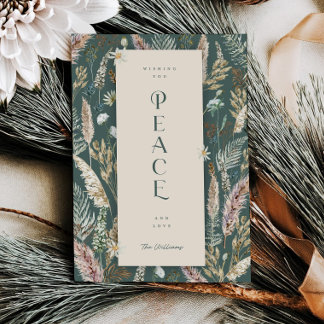 Boho-wildbloemen botanische kerstkaart voor de fee