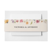 Boho Wildbloemen bruiloft uitnodiging buik band Uitnodigingen Wikkel (Voorkant Voorbeeld)