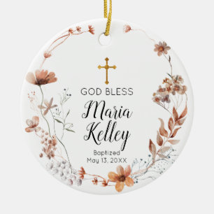 Boho Wildbloemen Floral Gepersonaliseerd meisje Ba Keramisch Ornament