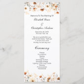 Boho Wildbloemen Geel Beige Trouwprogramma Menu (Voorkant)