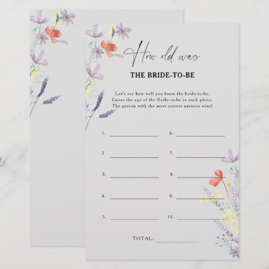 Boho Wildbloemen Hoe oud was de bruid om mee te sp (Voorkant / Achterkant)