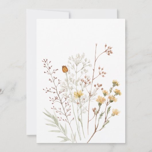 Boho Wildbloemen lente bloemenbruiloft Kaart (Achterkant)