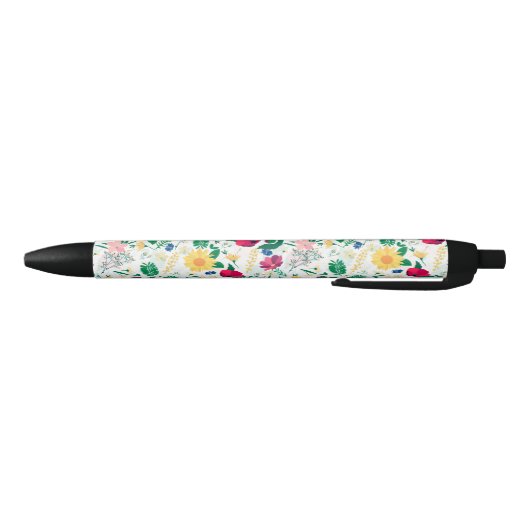 Boho Wildbloemen Meadow Floral Design Zwarte Inkt Pen (Bodem)
