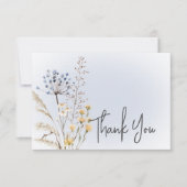 Boho Wildbloemen Modern Blue Wedding Bedankt (Voorkant)