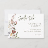 Boho Wildbloemen Moderne bloemenbruiloft Save The Date (Voorkant)
