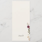 Boho Wildbloemen Monogram Bruiloft Drie gangen Menu (Achterkant)