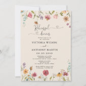 Boho Wildbloemen repetitie diner uitnodiging (Voorkant)