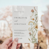 Boho Wildbloemen Waterverf Minimale bruiloft Kaart