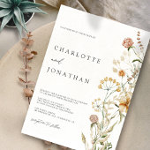 Boho Wildbloemen Waterverf Minimale bruiloft Kaart