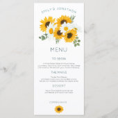 Boho Wildbloemen Zonnebloemen Wedden Menu (Voorkant)