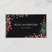 Boho Wildbloemen - Zwart Visitekaartje (Voorkant)