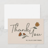 Boho Wilde Bloem Aangepaste Platte Bedankt (Voorkant / Achterkant)