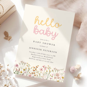 Boho Wilde Bloem Baby Shower Uitnodiging